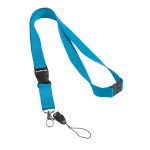 Lanyard de poliéster de 2 cm com fecho de segurança Doubleclip Extra cor ciano