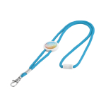 Lanyard personalizado 0,5 cm e poliéster apto para gota de resina Cord cor ciano imagem com logo