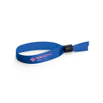Pulseira para eventos de cetim suave e brilhante com fecho segurança cor azul real imagem com logo