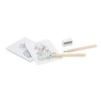 Pequeno conjunto de 6 lápis de cor, afia e desenhos Playtime cor natural primeira vista