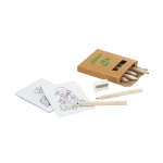 Pequeno conjunto de 6 lápis de cor, afia e desenhos Playtime cor natural imagem com logo