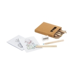 Pequeno conjunto de 6 lápis de cor, afia e desenhos Playtime cor natural