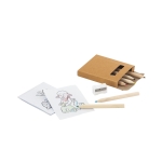 Pequeno conjunto de 6 lápis de cor, afia e desenhos Playtime varias cores