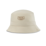 Chapéu estilo bob tipo lona de algodão e poliéster 220 g/m2 cor bege imagem com logo