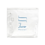 Nécessaire barato transparente hermético de PVC Globetrotter cor branco imagem com logo 2