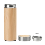 Termos personalizados de aço e bambu com infusor 400ml TeaBoo cor madeira segunda vista