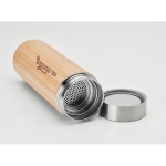 Termos personalizados de aço e bambu com infusor 400ml TeaBoo cor madeira terceira vista principal