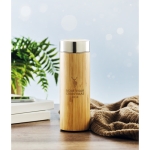 Termos personalizados de aço e bambu com infusor 400ml TeaBoo cor madeira vista conjunto principal