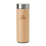 Termos personalizados de aço e bambu com infusor 400ml TeaBoo cor madeira segunda vista principal