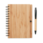 Caderno reciclado com caneta e capa de bambu folhas A5 pautadas Bamboo cor madeira segunda vista