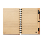 Caderno reciclado com caneta e capa de bambu folhas A5 pautadas Bamboo cor madeira terceira vista