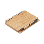 Caderno reciclado com caneta e capa de bambu folhas A5 pautadas Bamboo cor madeira quarta vista