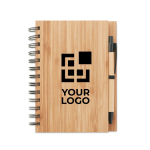 Caderno reciclado com caneta e capa de bambu folhas A5 pautadas Bamboo vista principal