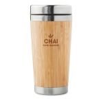 Canecas térmicas personalizadas de aço e bambu 400ml Bamboo cor madeira segunda vista principal