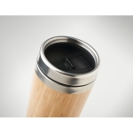 Canecas térmicas personalizadas de aço e bambu 400ml Bamboo cor madeira terceira vista