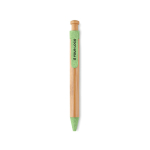 Caneta ecológica personalizada de bambu com tinta azul, ColorTip cor verde vista principal