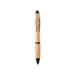 Caneta sustentável de bambu clássica com botão tinta azul Colorwood cor preto vista principal