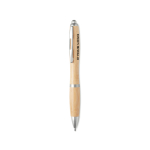 Caneta sustentável de bambu clássica com botão tinta azul Colorwood cor prateado mate vista principal