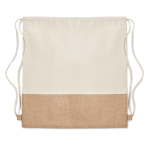 Mochila promocional de algodão 160 g/m² e juta Natural cor bege segunda vista