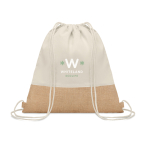 Mochila promocional de algodão 160 g/m² e juta Natural cor bege segunda vista principal