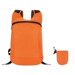 Mochila desportiva dobrável de poliéster com bolsa MiniMax cor cor-de-laranja