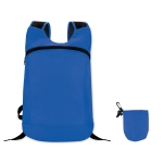 Mochila desportiva dobrável de poliéster com bolsa MiniMax cor azul real