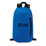 Mochilas personalizadas baratas de poliéster com fecho de correr Slim cor azul real vista principal