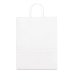 Saco publicitário barato de papel kraft branco 90 g/m2 Retail cor branco primeira vista