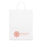 Saco publicitário barato de papel kraft branco 90 g/m2 Retail cor branco imagem com logo 2