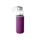 Garrafa de vidro com tampa de aço inoxidável e fita, 520 ml cor roxo