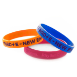 Pulseiras personalizadas baratas de silicone com logo em Baixo Relevo cor cor-de-laranja oitava vista