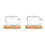 Conjunto 2 chávenas de café pequenas com base de bambu 60ml Espresso cor transparente segunda vista