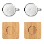 Conjunto 2 chávenas de café pequenas com base de bambu 60ml Espresso cor transparente quinta vista