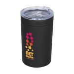 Copo térmico de aço com fecho anti-gotas 330ml Coffee Club cor preto vista impressão tampografia