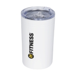 Copo térmico de aço com fecho anti-gotas 330ml Coffee Club cor branco vista impressão tampografia