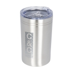 Copo térmico de aço com fecho anti-gotas 330ml Coffee Club cor prateado vista impressão tampografia