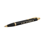 Canetas metálicas personalizadas com estojo tinta azul Parker IM Gold cor preto vista impressão tampografia