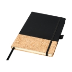 Elegante caderno capa de cortiça, folhas A5 pautadas JournalBooks Cork cor preto