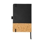 Elegante caderno capa de cortiça, folhas A5 pautadas JournalBooks Cork cor preto segunda vista traseira