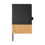 Elegante caderno capa de cortiça, folhas A5 pautadas JournalBooks Cork cor preto terceira vista frontal
