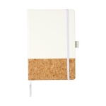 Elegante caderno capa de cortiça, folhas A5 pautadas JournalBooks Cork cor branco segunda vista frontal