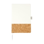 Elegante caderno capa de cortiça, folhas A5 pautadas JournalBooks Cork cor branco terceira vista frontal