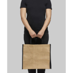 Saco tote de juta com fecho de velcro e alças duplas Jute Edge cor preto imagem de estilo de vida 2