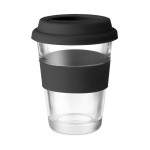 Copo para levar de vidro com tampa e faixa 350ml Takeaway Cristal cor preto terceira vista