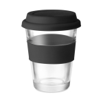 Copo para levar de vidro com tampa e faixa 350ml Takeaway Cristal cor preto quarta vista