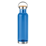 Bidões personalizados de tritan com tampa de bambu e pega 800ml Clip cor azul transparente