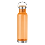Bidões personalizados de tritan com tampa de bambu e pega 800ml Clip cor cor-de-laranja transparente