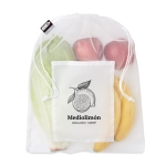 Saco de rede de plásticos reciclados com bolso rPET Verdure cor branco vista principal segunda vista