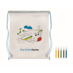 Saco-mochila non-woven 80 g/m² colorir com marcadores Color Fun vista principal quarta vista