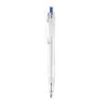 Caneta de plástico reciclado com botão colorido tinta azul Clean cor azul